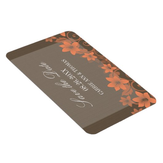 Rustic Floral Save the Date Magnet, Coral Magneet (Rechterzijde)