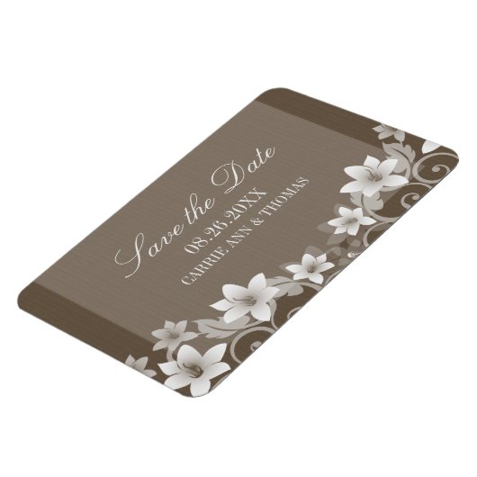 Rustic Floral Save the Date Magnet, Ivory Magneet (Linkerzijde)