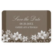 Rustic Floral Save the Date Magnet, Ivory Magneet (Horizontaal)