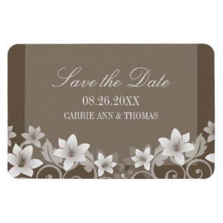 Rustic Floral Save the Date Magnet, Ivory Magneet