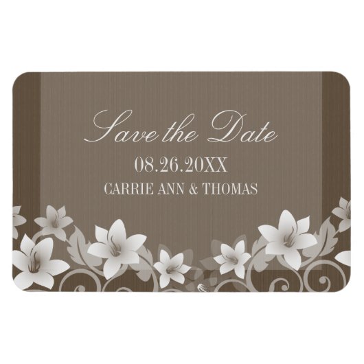Rustic Floral Save the Date Magnet, Ivory Magneet (Horizontaal)