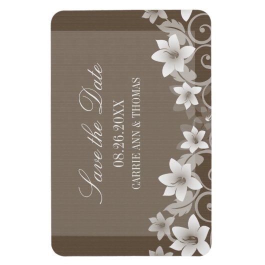 Rustic Floral Save the Date Magnet, Ivory Magneet (Verticaal)
