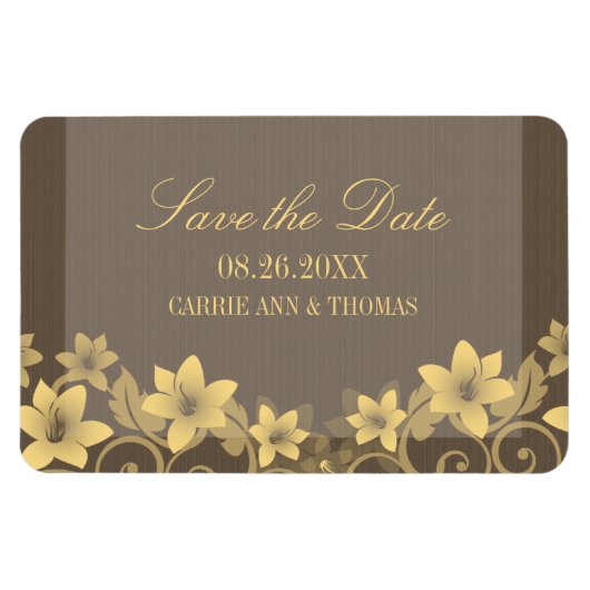 Rustic Floral Save the Date Magnet, Yellow Magneet (Horizontaal)