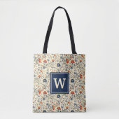Rustic Floral Scandinavian Wildflowers Monogram Tote Bag (Voorkant)