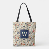 Rustic Floral Scandinavian Wildflowers Monogram Tote Bag (Achterkant)