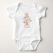 Rustic Floral Shabby Chic Rozen 1e verjaardag Romper (Voorkant)
