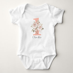 Rustic Floral Shabby Chic Rozen 1e verjaardag Romper