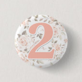 Rustic Floral Shabby Chic Rozen 2e verjaardag Ronde Button 3,2 Cm (Voorkant)