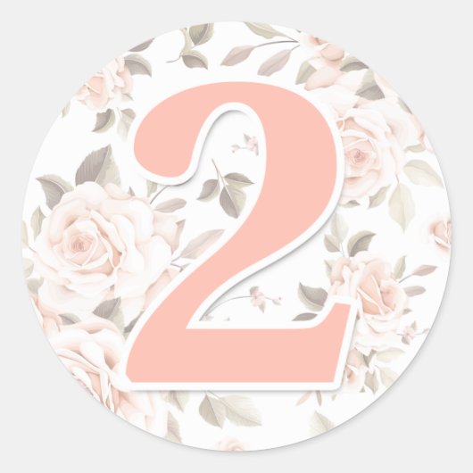 Rustic Floral Shabby Chic Rozen 2e verjaardag Ronde Sticker (Voorkant)