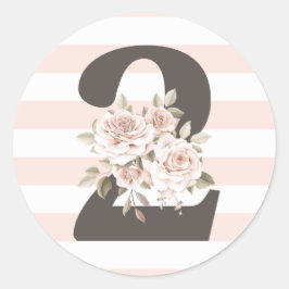 Rustic Floral Shabby Chic Rozen 2e verjaardag Ronde Sticker