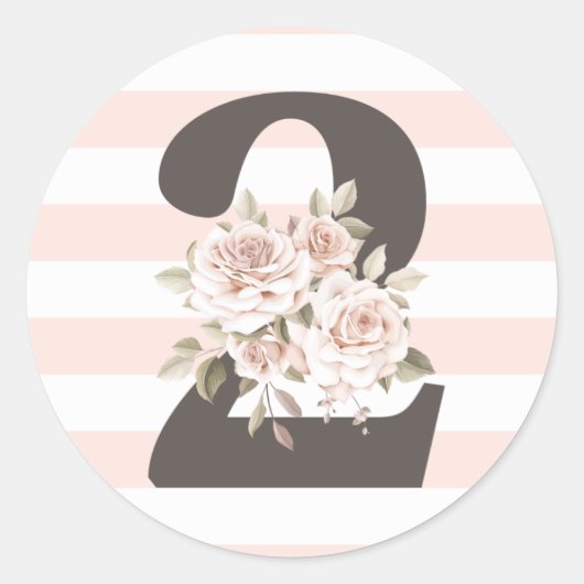 Rustic Floral Shabby Chic Rozen 2e verjaardag Ronde Sticker (Voorkant)