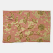 Rustic Floral Shine Pink Monogrammed Theedoek (Horizontaal)