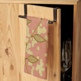 Rustic Floral Shine Pink Monogrammed Theedoek