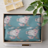 Rustic Floral Skull Boho Monogram op maat Tissuepapier (Geschenk)