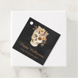 Rustic Floral Skull Halloween Bedankjes Labels