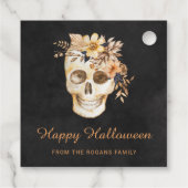Rustic Floral Skull Halloween Bedankjes Labels (Achterkant)