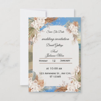 Rustic Floral Sky Wedding Invitation Kaart