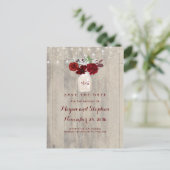 Rustic Floral slaat de datum op Aankondigingskaart (Staand voorkant)