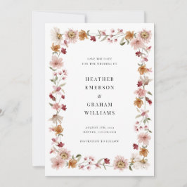 Rustic Floral slaat de datum op Kaart