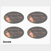 Rustic Floral slaat de datum op Ovale Sticker (Vel)