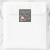 Rustic Floral slaat de datum op Vierkante Sticker (Tas)