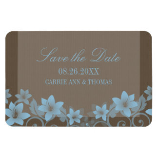 Rustic Floral sparen de Datum Magnet, Blauw Magneet