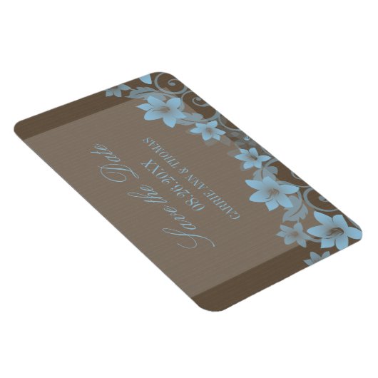 Rustic Floral sparen de Datum Magnet, Blauw Magneet (Rechterzijde)
