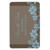 Rustic Floral sparen de Datum Magnet, Blauw Magneet (Verticaal)
