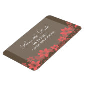 Rustic Floral sparen de Datum Magnet, Rood Magneet (Linkerzijde)
