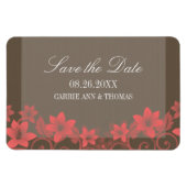 Rustic Floral sparen de Datum Magnet, Rood Magneet (Horizontaal)