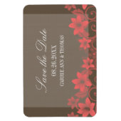 Rustic Floral sparen de Datum Magnet, Rood Magneet (Verticaal)