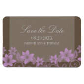 Rustic Floral sparen de Lila Datum Magnet Magneet (Horizontaal)