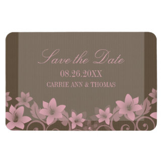 Rustic Floral sparen de Magneet van de Datum, Roze