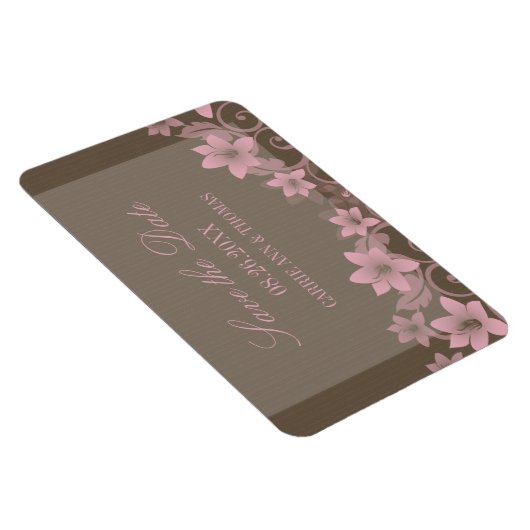 Rustic Floral sparen de Magneet van de Datum, Roze (Rechterzijde)