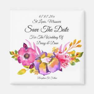 Rustic Floral sparen de Magnet van de Datum uitnod