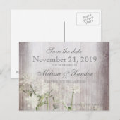 Rustic Floral sparen het Briefkaart van de Datum (Voorkant / Achterkant)