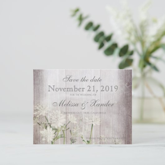 Rustic Floral sparen het Briefkaart van de Datum (Staand voorkant)