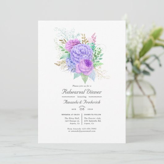 Rustic Floral Spring repesal Dinner Invitation Kaart (Staand voorkant)