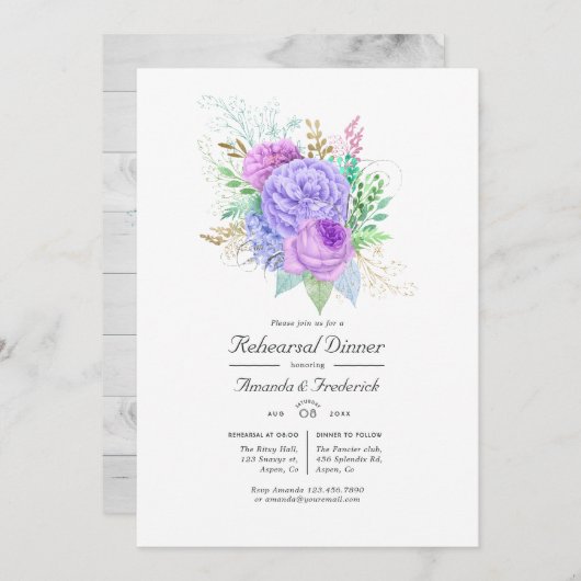 Rustic Floral Spring repesal Dinner Invitation Kaart (Voorkant / Achterkant)