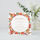 Rustic Floral Square Bridal Shower Kaart (Staand voorkant)