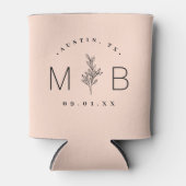 Rustic Floral Stem Wedding Monogram | Blush Blikjeskoeler (Voorkant)