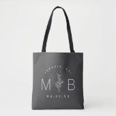 Rustic Floral Stem Wedding Monogram | Koolstof Tote Bag (Voorkant)