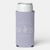Rustic Floral Stem Wedding Monogram | LILA Seltzer Blikjeskoeler (Seltzer Voorkant)
