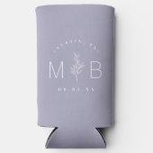 Rustic Floral Stem Wedding Monogram | LILA Seltzer Blikjeskoeler (Voorkant)