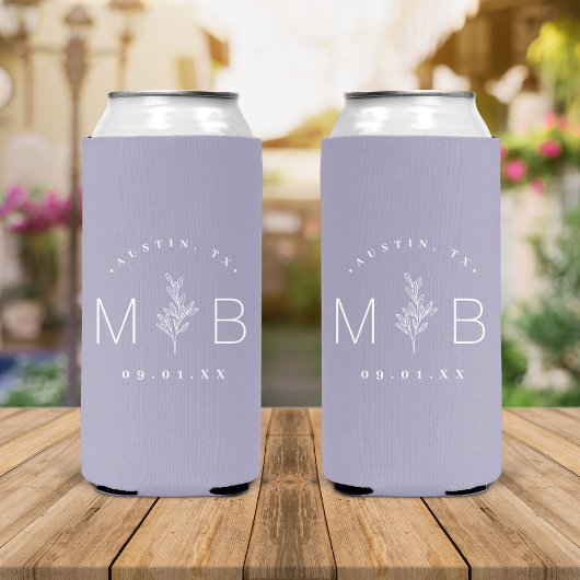 Rustic Floral Stem Wedding Monogram | LILA Seltzer Blikjeskoeler