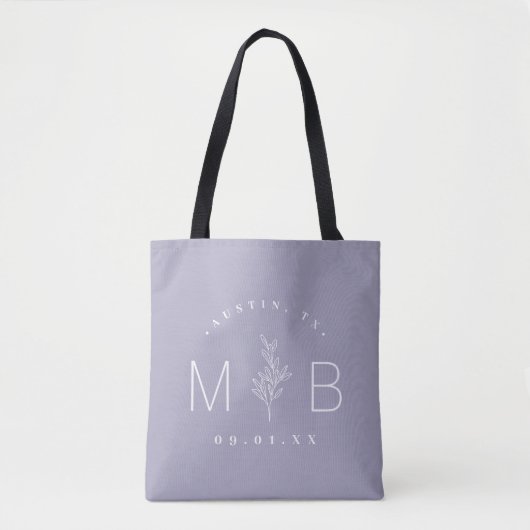 Rustic Floral Stem Wedding Monogram | LILA Tote Bag (Voorkant)