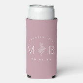 Rustic Floral Stem Wedding Monogram | Mauve Seltzer Blikjeskoeler (Seltzer Voorkant)