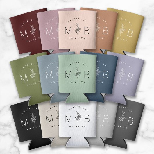 Rustic Floral Stem Wedding Monogram | Mosterd Blikjeskoeler