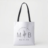 Rustic Floral Stem Wedding Monogram | wit Tote Bag (Voorkant)