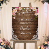 Rustic Floral String Light Lace Vrijgezellenfeest  Poster
